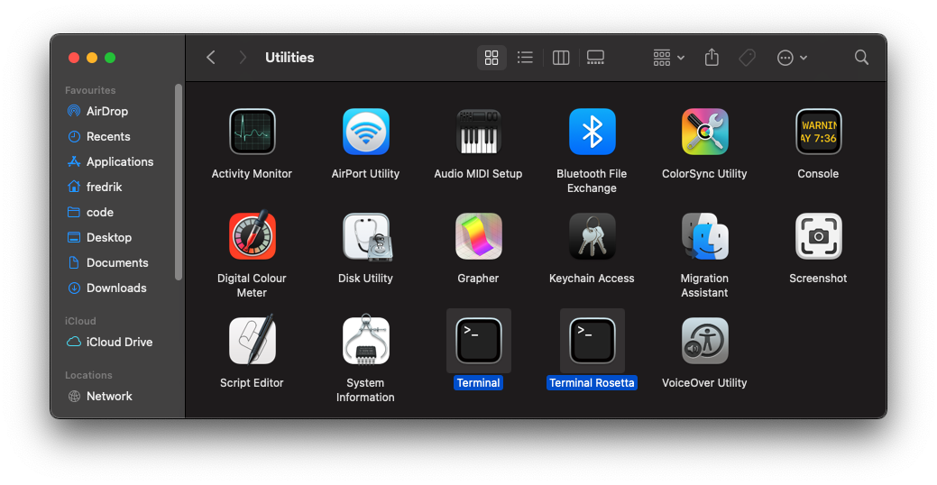 Finder window with app icons